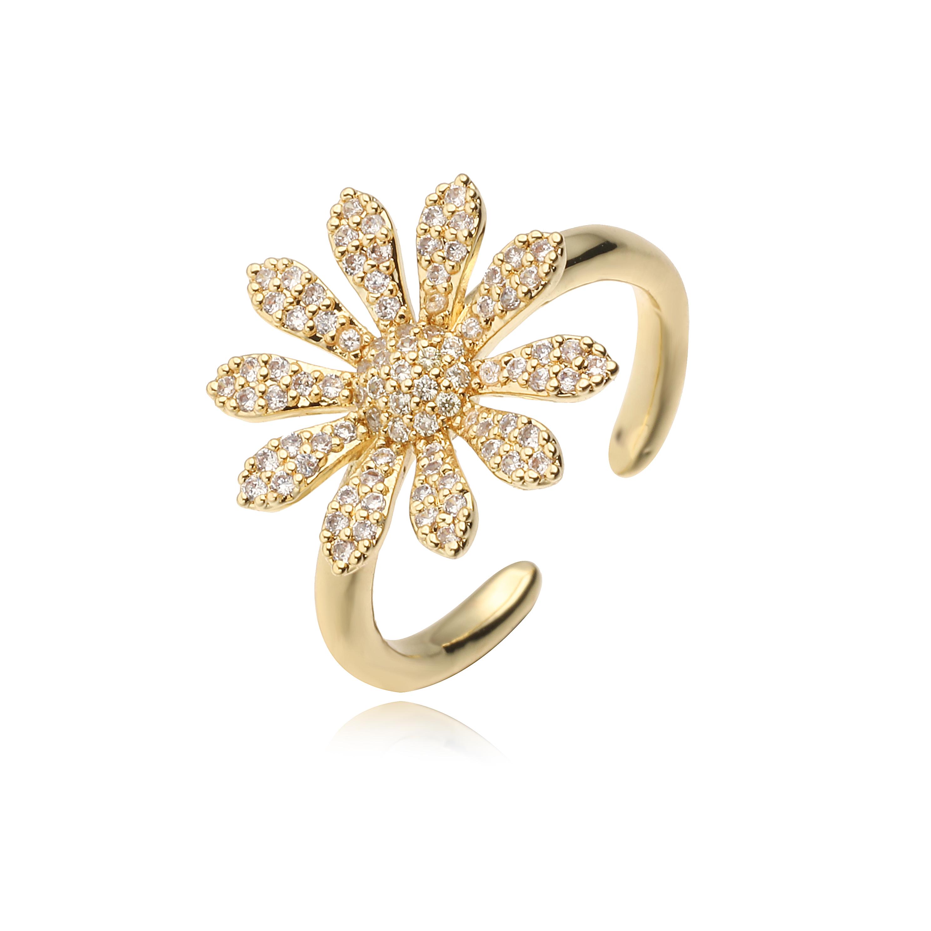 

HECHENG,Vintage Golden/Coppery Daisy Zirconia Pendant Necklace Ring Earrings for Women Engagement Party Jewellery 1 Pcs Other