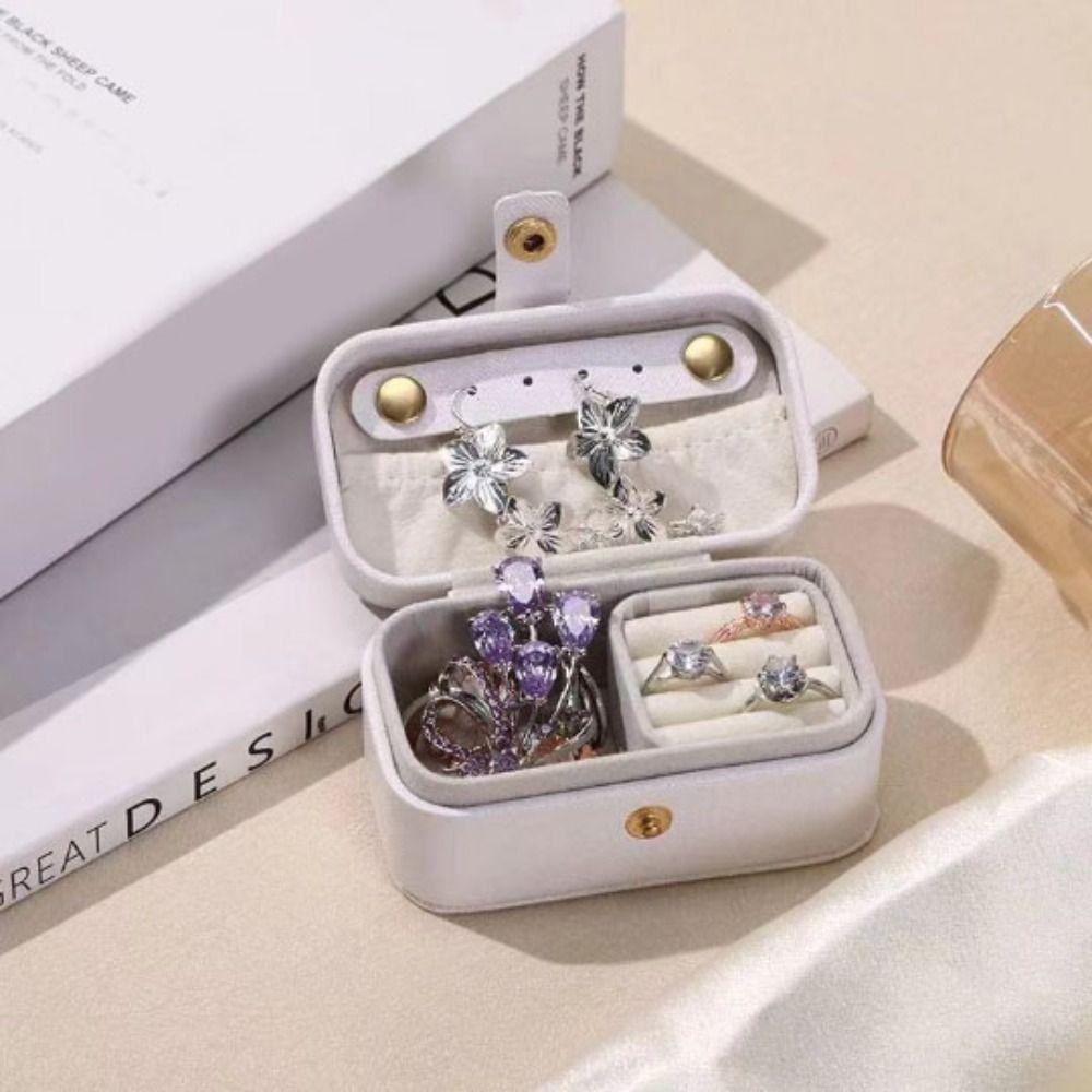 Mini Ring Necklace Case Solid Color Earrings Holder Unique Jewelry Storage Box Travel