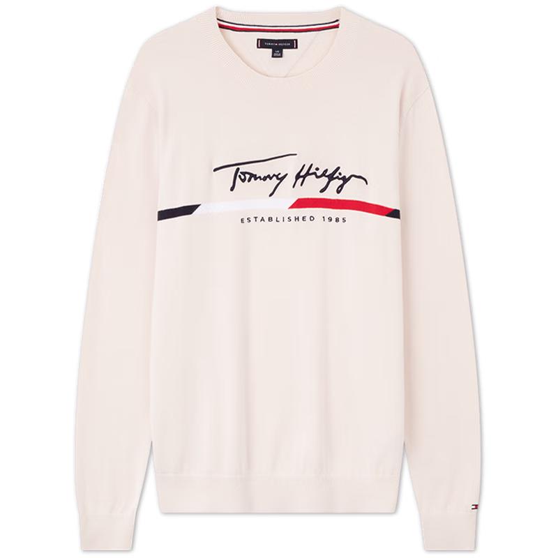 

Чоловічий бавовняний светр з круглим вирізом та вишивкою Signature від Tommy Hilfiger L