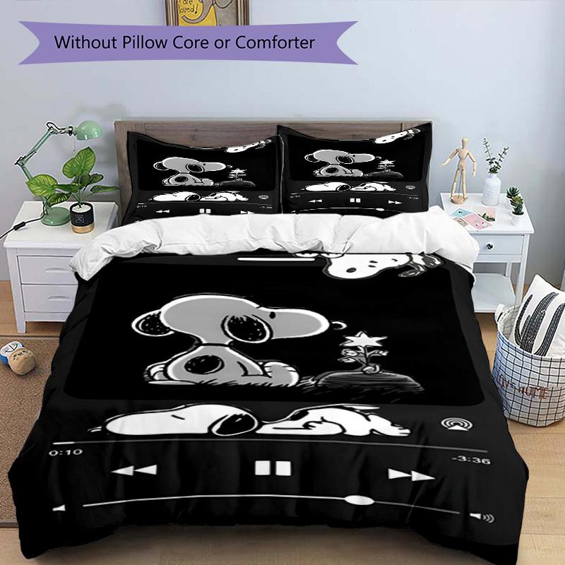 3pcs Duvet Cover Set (1*Duvet Cover + 2*Pillowcase, Without Core), Snoopy Print Bedding Set, Bedroom Decor, All‑Season, Birthday Gift