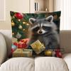Home Decor Christmas Raccoon Cushion Cover With Holiday Charm Pattern Cushion Cover Suitable For Sofa Bedroom Car Pillow Cover