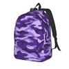 Purple Camouflage Pattern Fashion Backpack Outdoor Student Business Military Daypack for Men Women Laptop Computer Shoulder Bag