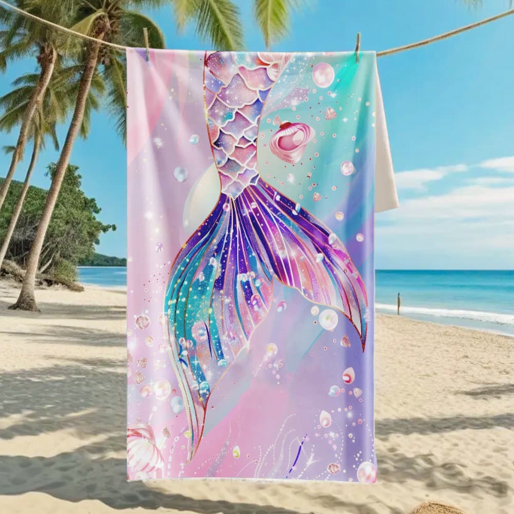 Glitter fishTail Beach Towel Lightweight Microfiber Towel for Men Women Summer Vacation Beach Pool Gym Camping Use