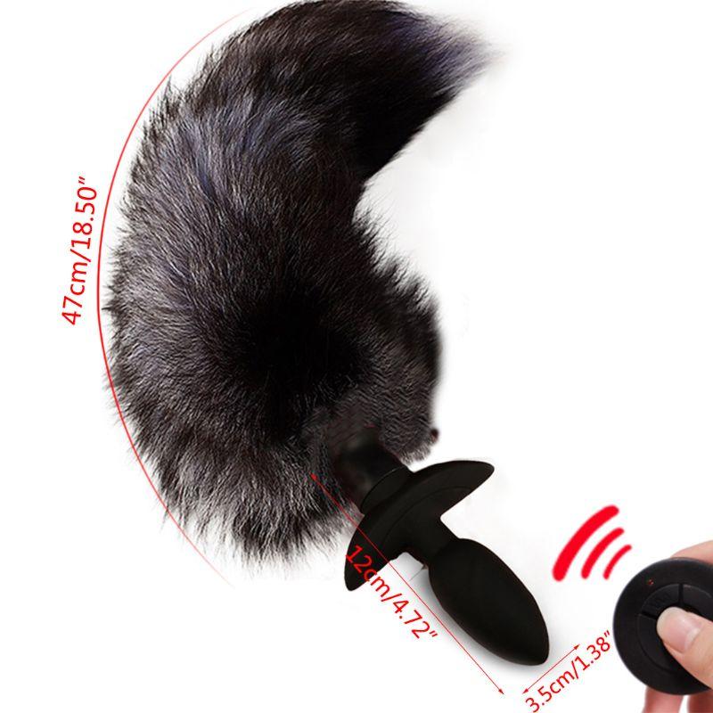 Rechargeable Vibrating Fox Tail Anal Plug Butt Plug Tails