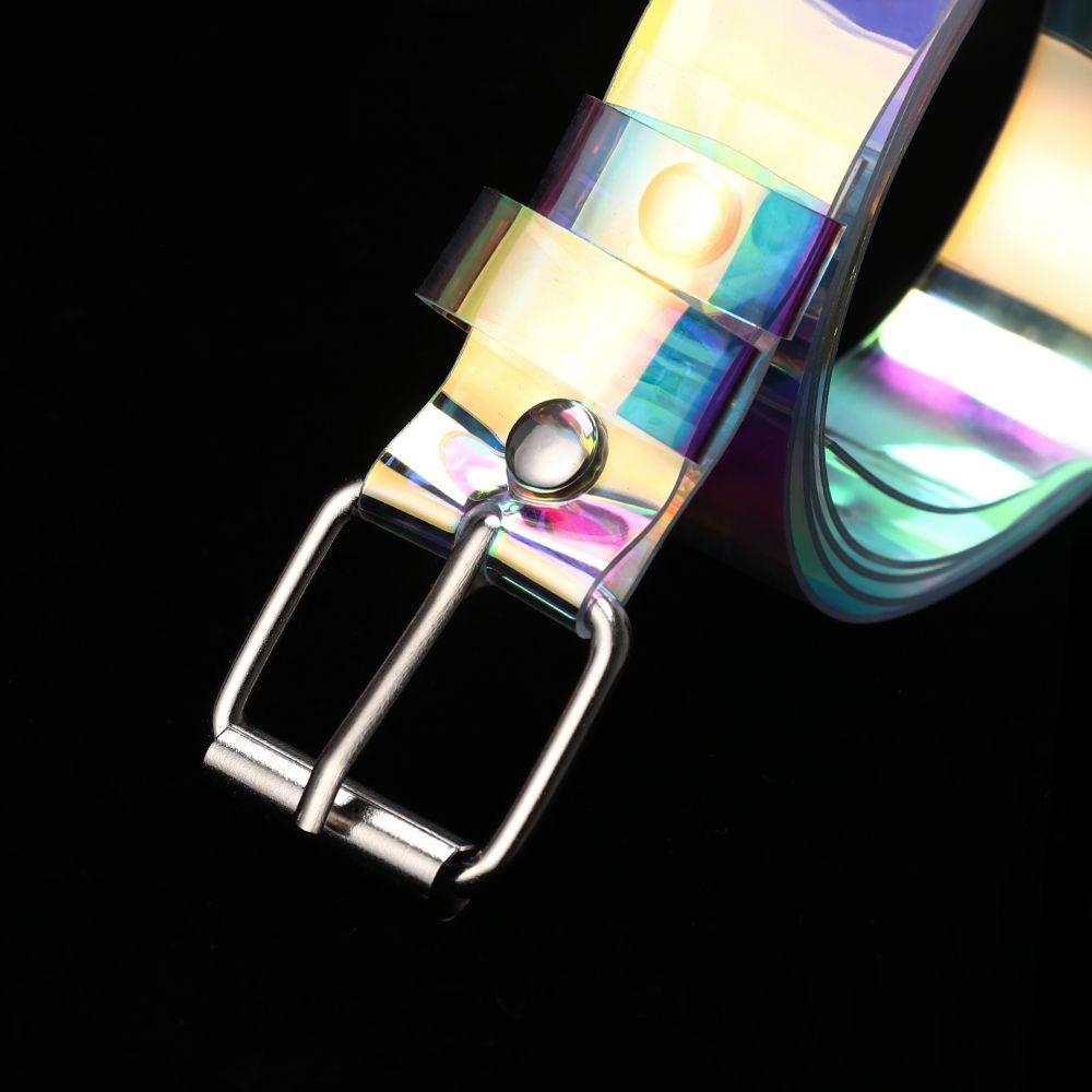 Clear Women Pin Buckle Color Focus Punk Waist Belt Waist Strap Rainbow Waistband