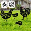 Metal Chicken or Cat Silhouette Garden Decor Iron Metal Statues Stakes Black Matte Finish Hollow Out Lawn Silhouette for Outdoor