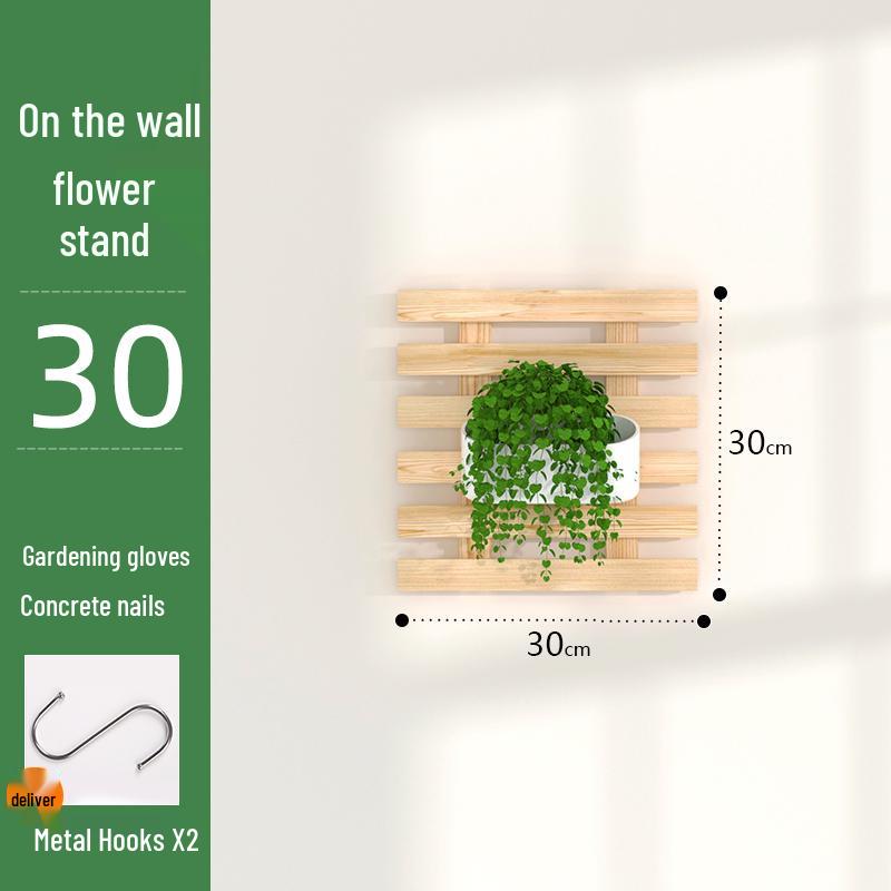 Balcony Solid Wood Hanging Flower Rack - Indoor Wall Decor for Plants
