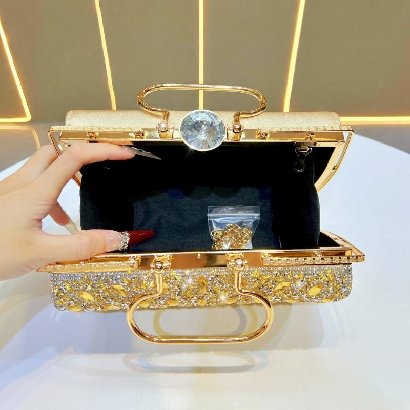 Handtasche mit großem Fassungsvermögen, mit Diamanten besetzt, modische und leicht luxuriöse Kleider-Tasche, Party-Umhängetasche für Bankette