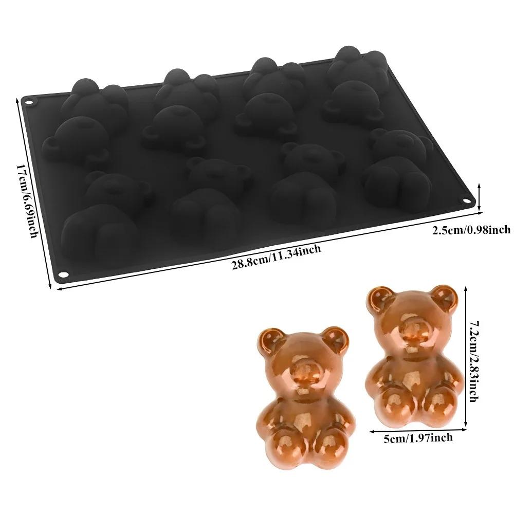 Portable 6/8/12 Cells Baking Cake Molds Little Bear Shape Heat-Resistant Chocolate Mold DIY Food-Grade Silicone Pudding Mould