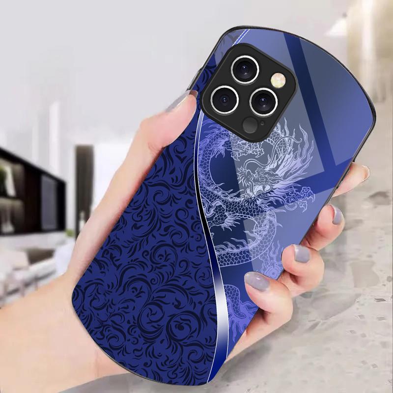 Smoczy Totem Różowo-Fioletowy Dla iPhone 16 15 14 Pro 13 Plus 12 mini 11 13Pro Max XR X S 7 8 6 Eliptyczne Hartowane Szkło Etui na Telefon