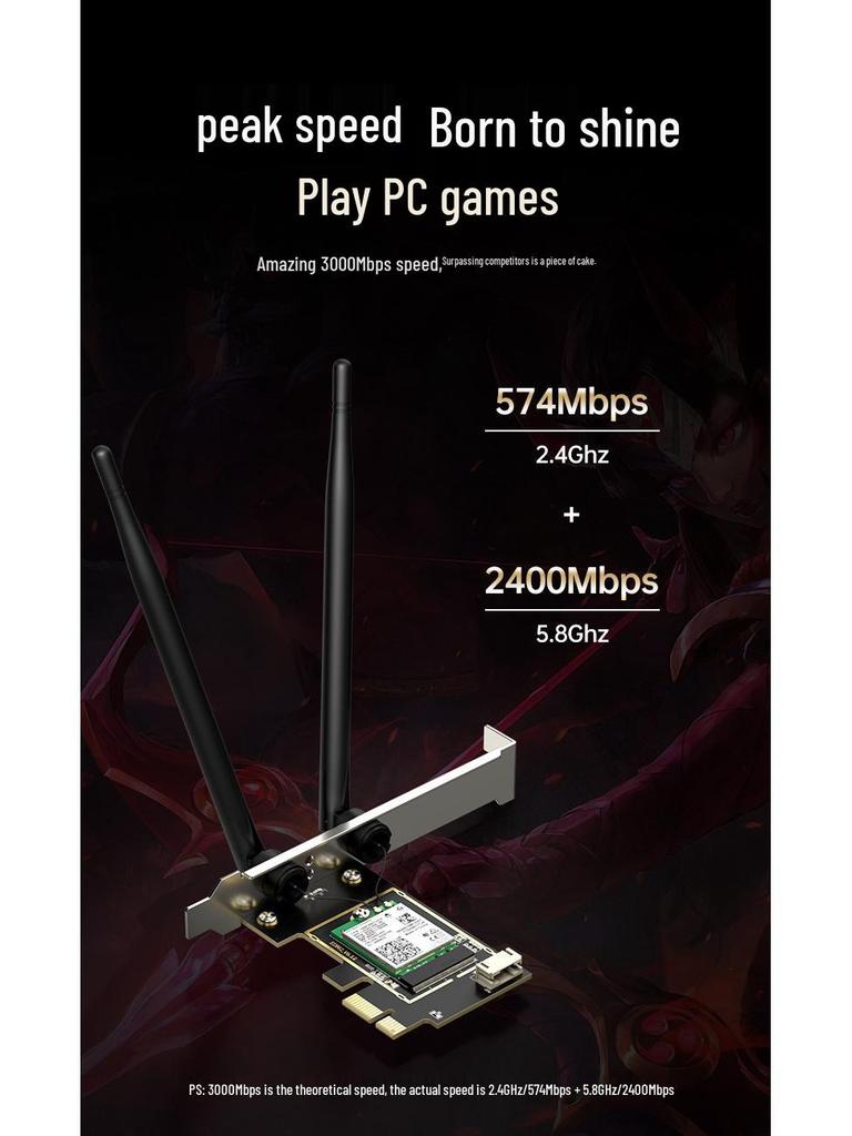 EDUP Dual-Band 3000Mbps PCIE Gaming Network Card with Bluetooth 5.2