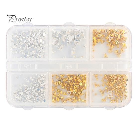 1 Box 6 Grid Mini Metal Nail Charms Easy To Use Unique Nail Art Decorations for Beginners Professionals