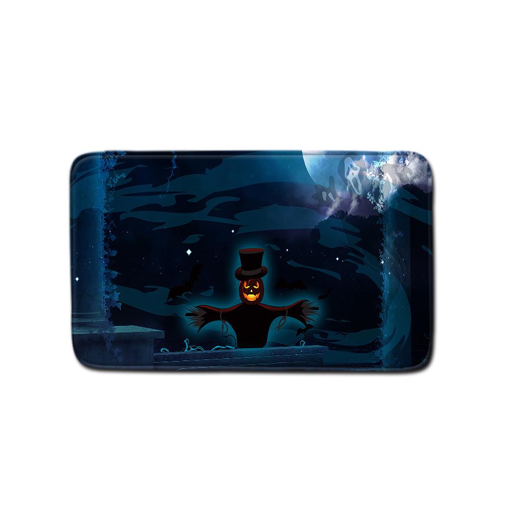 Halloween Shower Curtain Floor Mat Combination Four-Piece Set Bathroom Toilet Carpet Shower Room Foot Mat