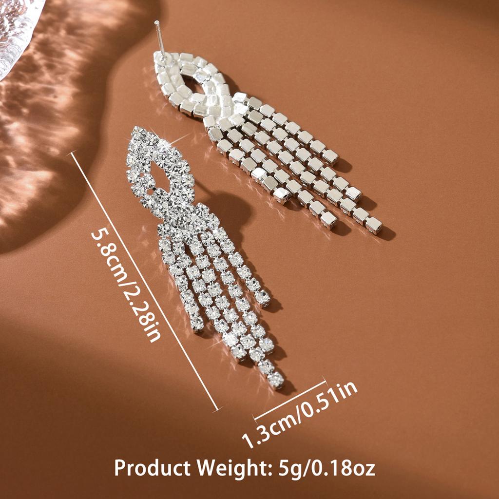 2PC women's fashionable rhinestone tassel earrings and Zircon are suitable for dates, parties, festivals, and gifts