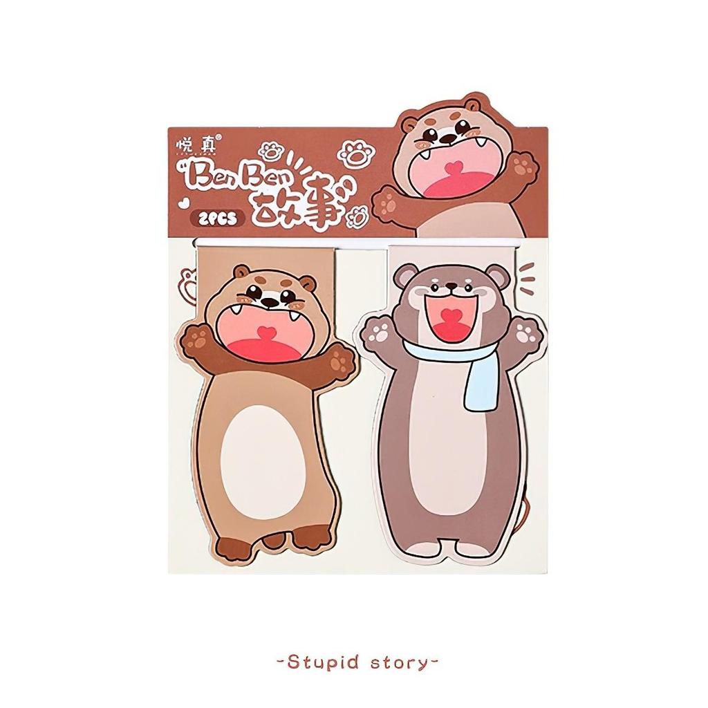 2pcs/Set Cub Adventure Magnetic Bookmarks Cartoon Animal Print Kawaii Mini Page Clips Marker Holder for Reading Books