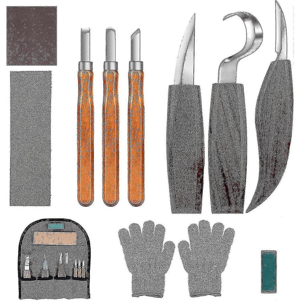 Betterlifefg-10pcs Wood Carving Tools, Wood Carving Kit With 3 Wood Chisels, 3 Wood Carving Knife, Carving Knife Set, Professional Wood Carving Tools