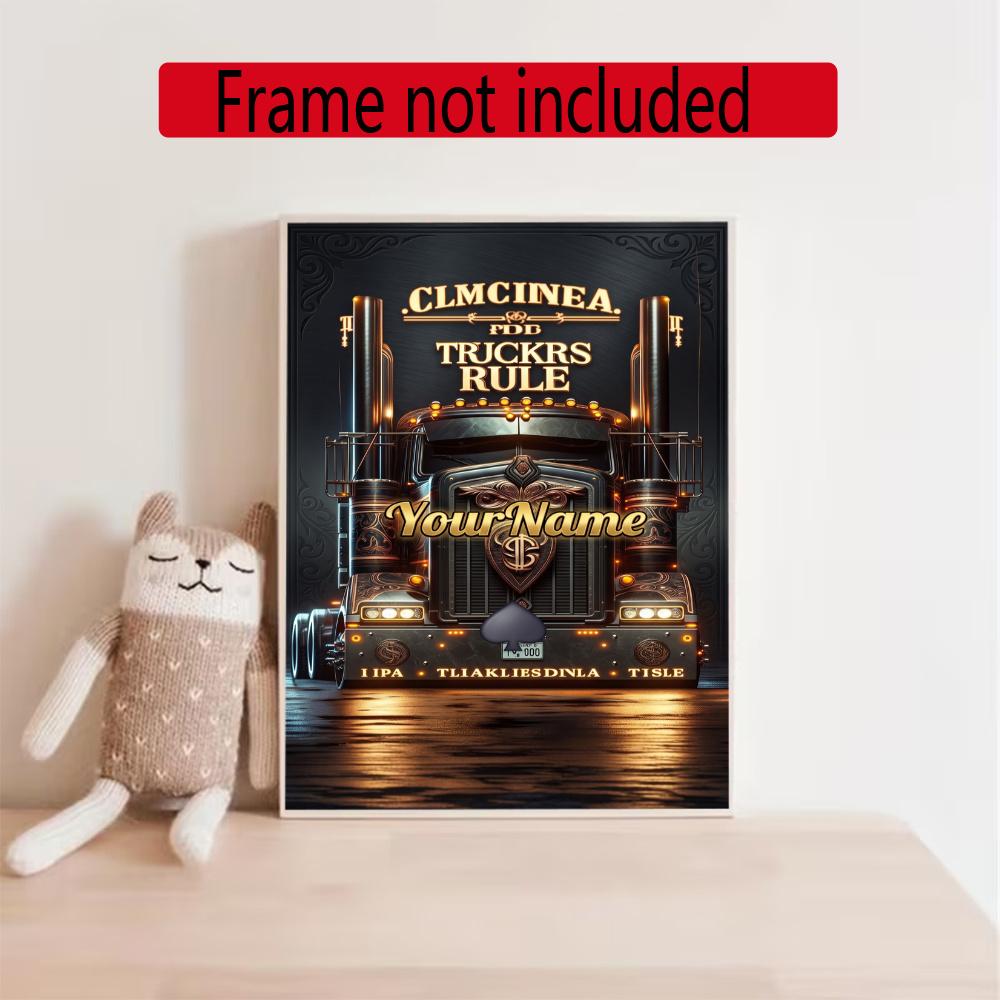 Peterbilt Heavy Trucks Customize Your Name Diamond Painting Round Diamond Diy Frameless Holiday Artwork Suitable For Home Office Wall Decoration