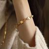 Gold-Plated Square Freshwater Pearl Bracelet: Fashionable, Unique Bangle, Cool and Versatile Hand Jewelry