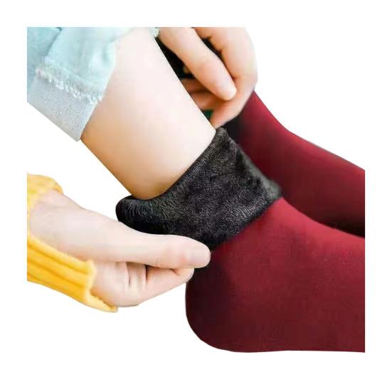 Women's Opaque Fleece Lined Crew Socks Winter Thick Velvet Warm Socks Soft Plush Ski Boots Floor Slippers for Snow And Cold Weather