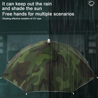 UV Protection Camouflage Umbrella Hands-Free Sun Blocking Umbrella Hat with Elastic Headband Waterproof Kids Adults Outdoor Fishing Folding Umbrella