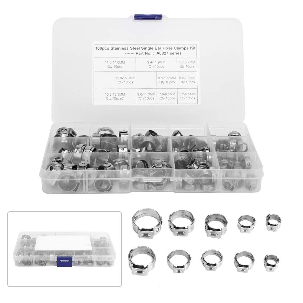 Schlauchschellen, 100 Stück Schlauchschellen Einohr Schlauchschellen-Set Edelstahl Einzel