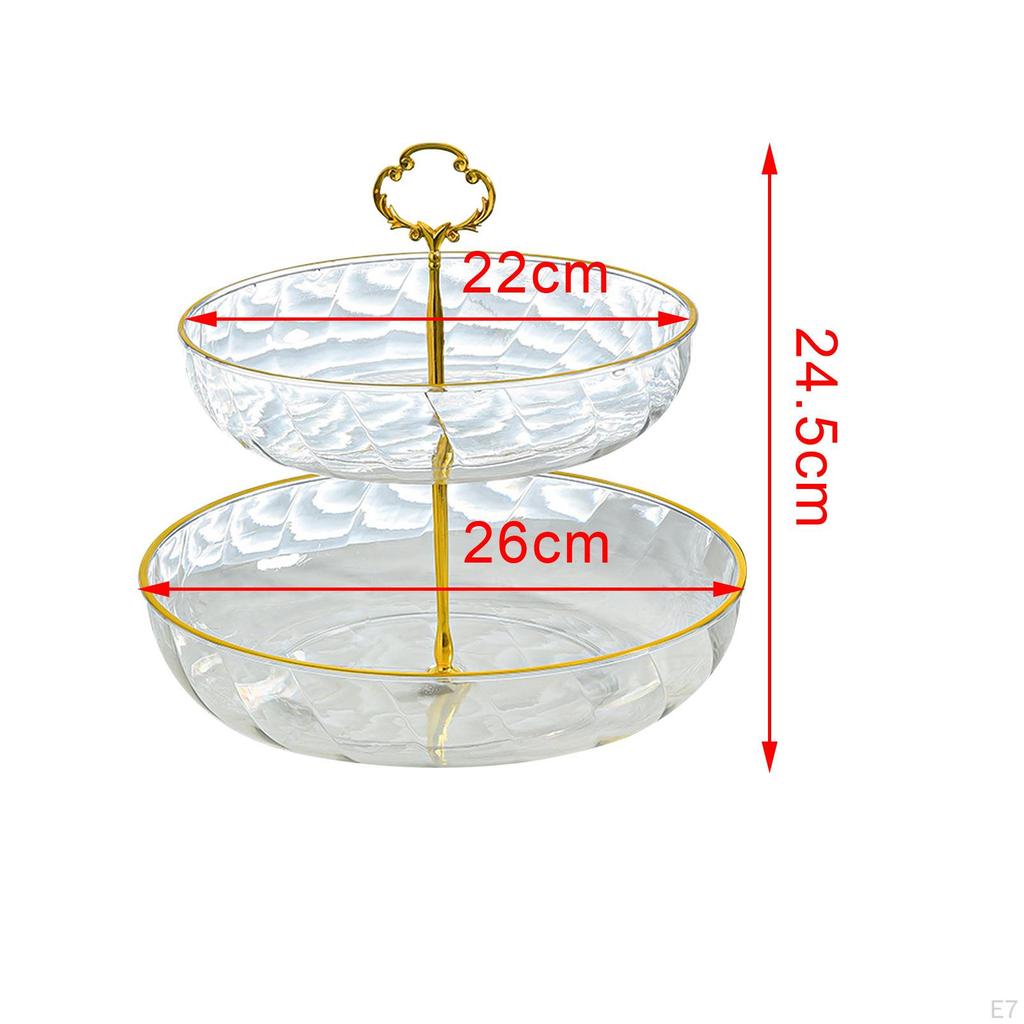 Cake Stand 2 Tier Fruit Snack Plates Dessert Rack with Handle Pastry Holder Serving Tray for Home