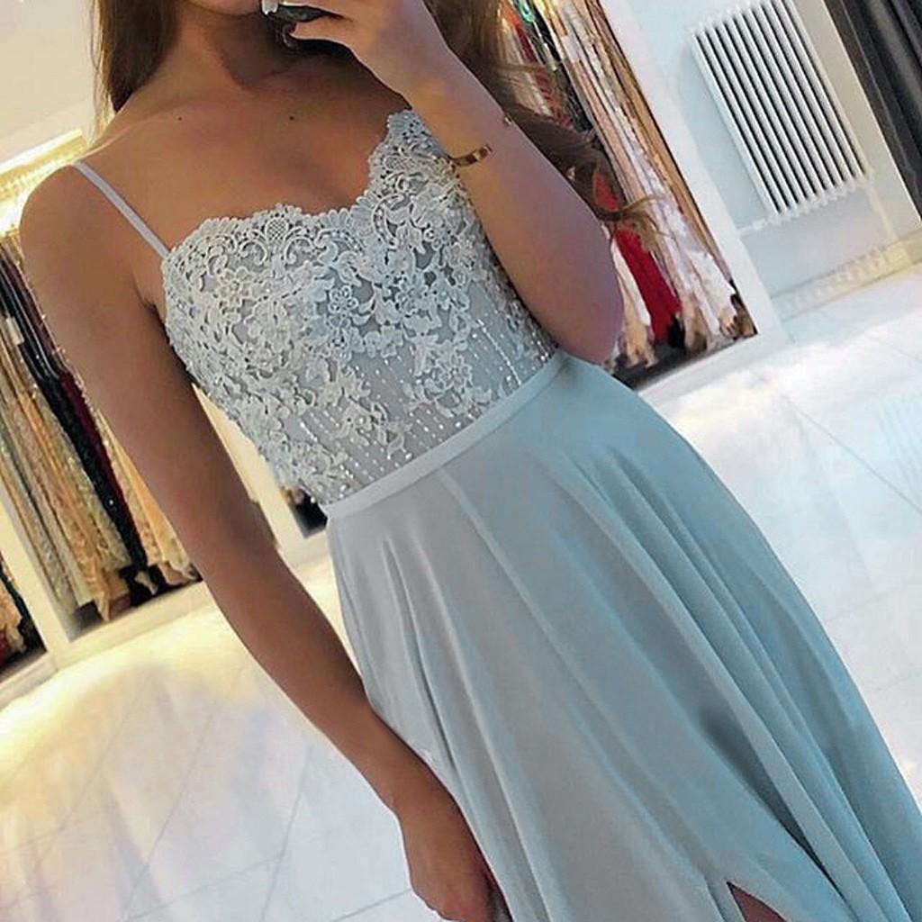 Women's Summer Fashion Suspended Sexy Lace Solid Long Dress