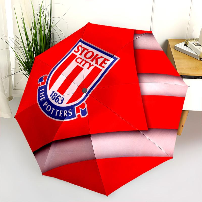 Wzór Stoke City FC, automatyczny składany parasol, przenośna i składana konstrukcja, 8 żeber, prezent na Boże Narodzenie lub urodziny.