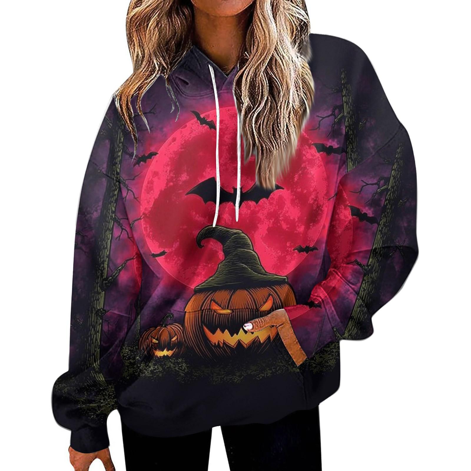 Женская модная толстовка с принтом повседневная толстовка с капюшоном и карманами XL винный 2779₽