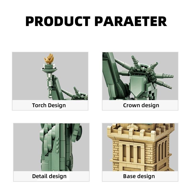 Non-Toxic 1409Pcs The Statue Of Liberty Architecture Large Collection Building Blocks Set Model Gift For Kids And Adults Compatible