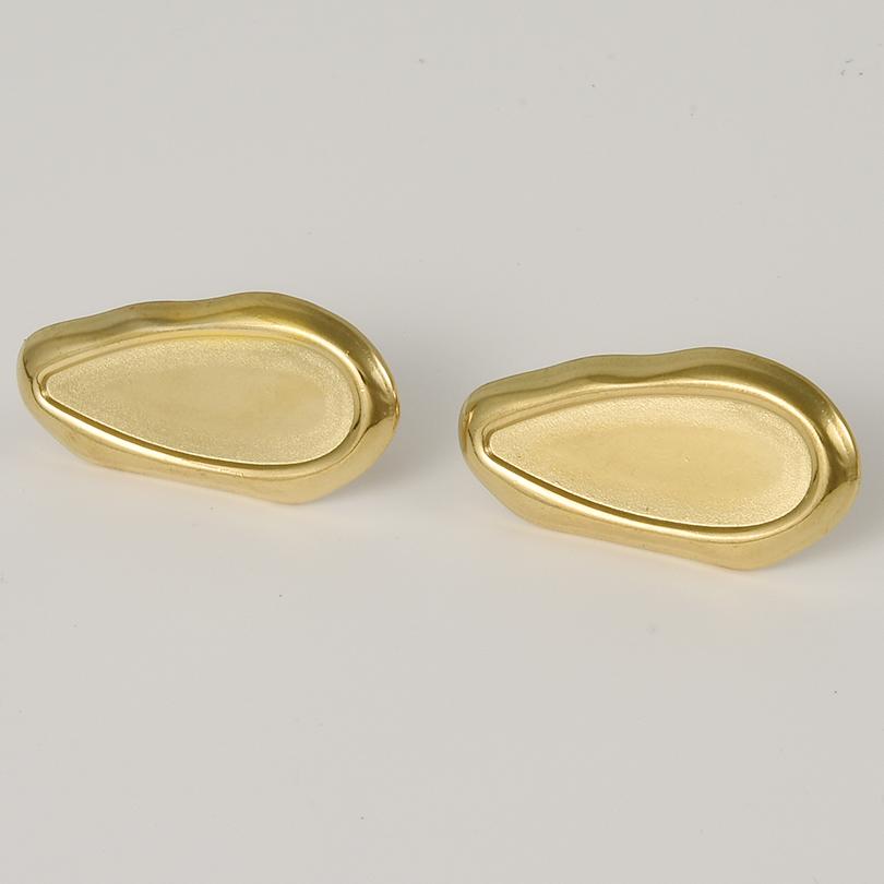 6pcs Real Gold Plated Geometric Round Oval Heart Blank Settings DIY Stone Enamel Crystal Stainless Steel Ear Studs For Women Men