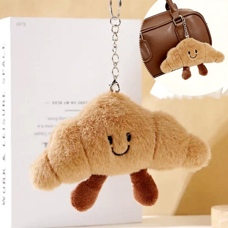 New Creative Plush Keychain Cartoon Baguette/Croissant Design for Car Keys Bag Charm Cute Girl Gift Pendant