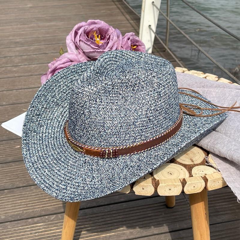 Cowboy Straw Hat Men's Spring and Summer Sun Hat Children's Fishing Sun Protection UV Shade Hat Shade Big Eaves