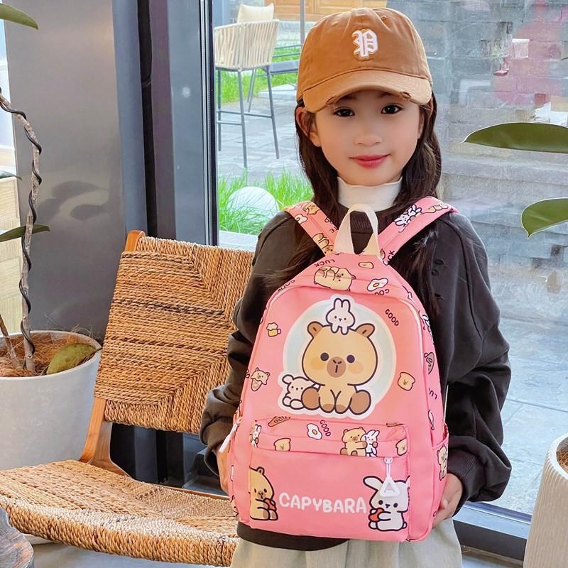 Themed Capybara Childrens Backpack With Letter And Cartoon Print For Use School