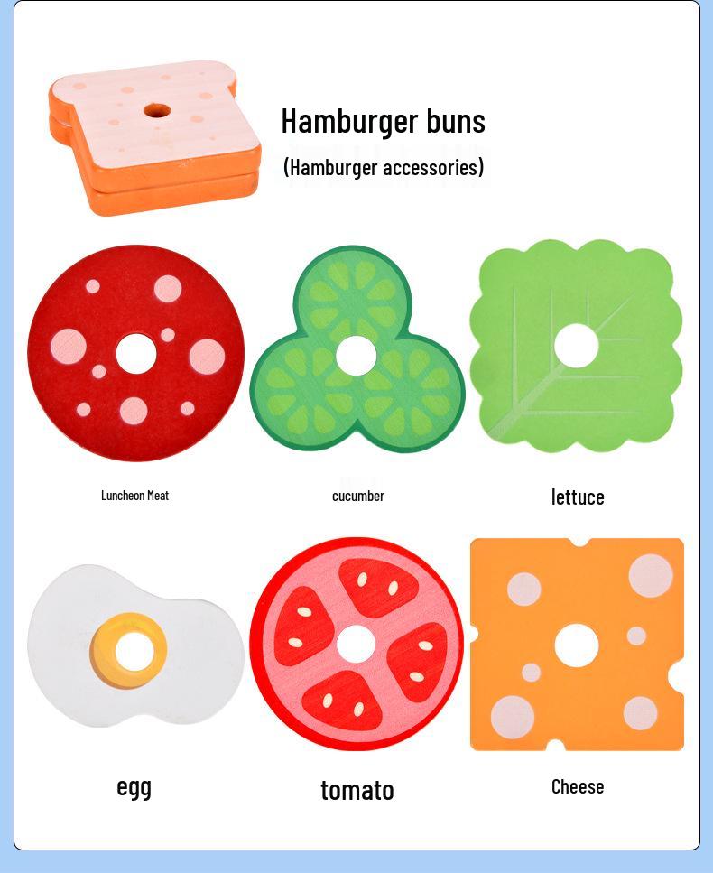 Kids' Pretend Play Food Set: French Fries, Hamburger, Pizza, & Bread - Educational Toys for Girls In Kindergarten Junior Class