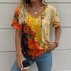 Oil Painting Architectural 3D Print T-shirt Women Streetwear Casual T Shirts Tops Woman Harajuku V-Neck Tees Oversized Clothing