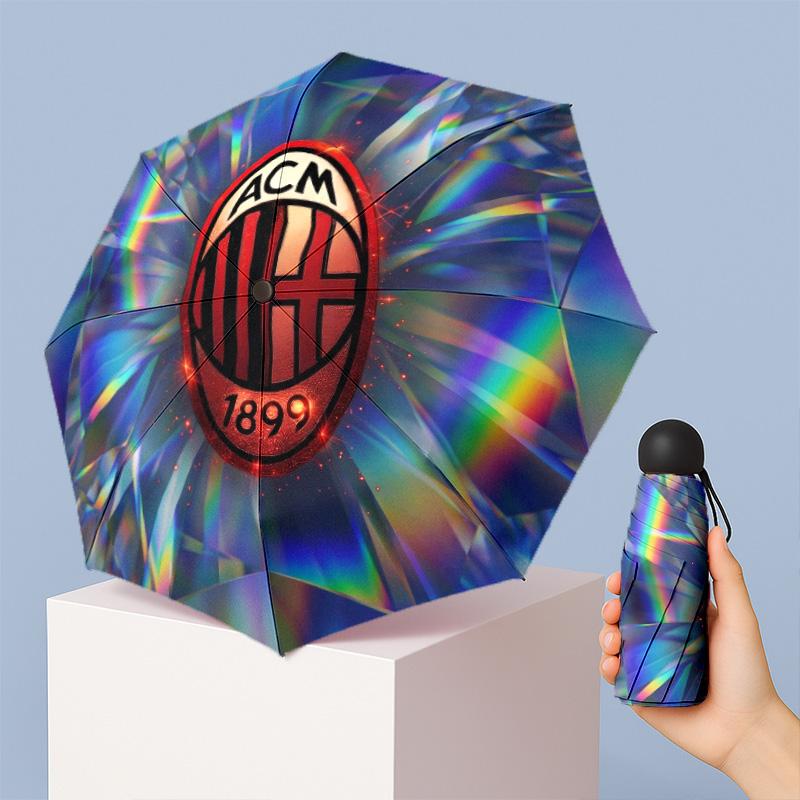 AC Milan Pattern Printed Mini 5 Folds 8 Ribs Compact Umbrella Windproof Waterproof Lightweight Portable Folding