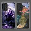 Luxury Floral Art Lotus Flower Pattern Tempered Glass Phone Case for Samsung Galaxy A56 A55 A54 A53 A52 A36 A14 A31 A51 5G Cover