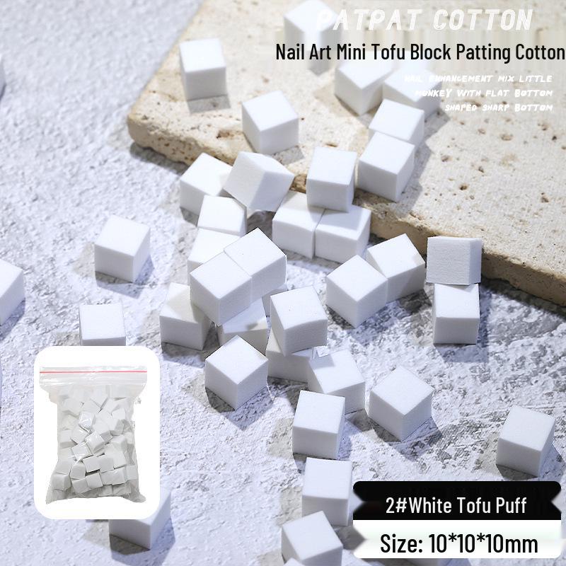 Mini Tofu Block Sponge Nail Art Tool Set: Gradient Ombre Blush Nails with Metal Grabber Clips