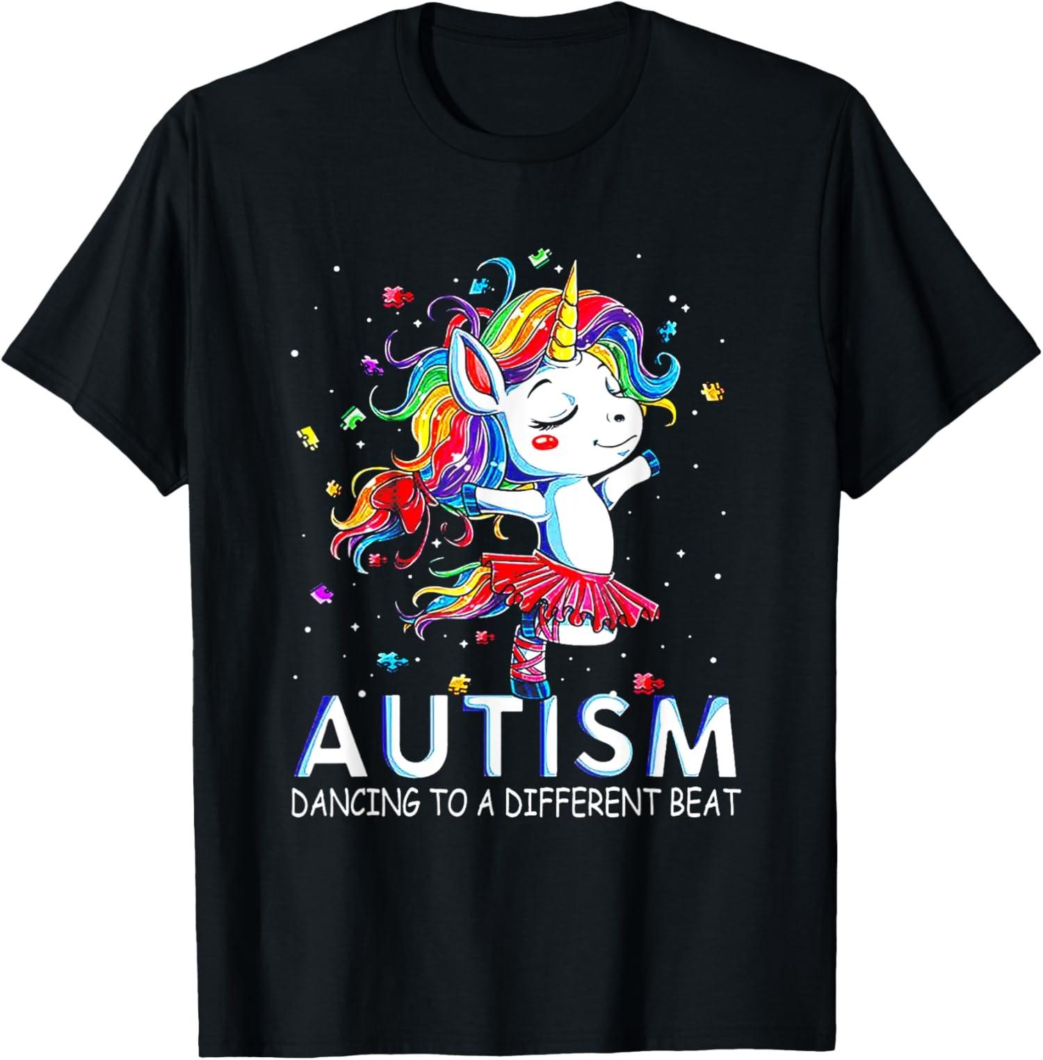 Autism Dancing To Be A Different Beat Unicorn Design T-Shirt S разноцветный