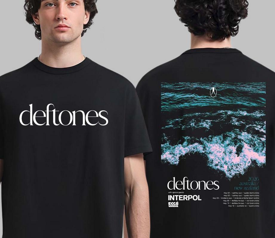 Deftones 2026 Австралия и Новая Зеландия Даты тура с Interpol Ecca Vandal Футболка Унисекс M