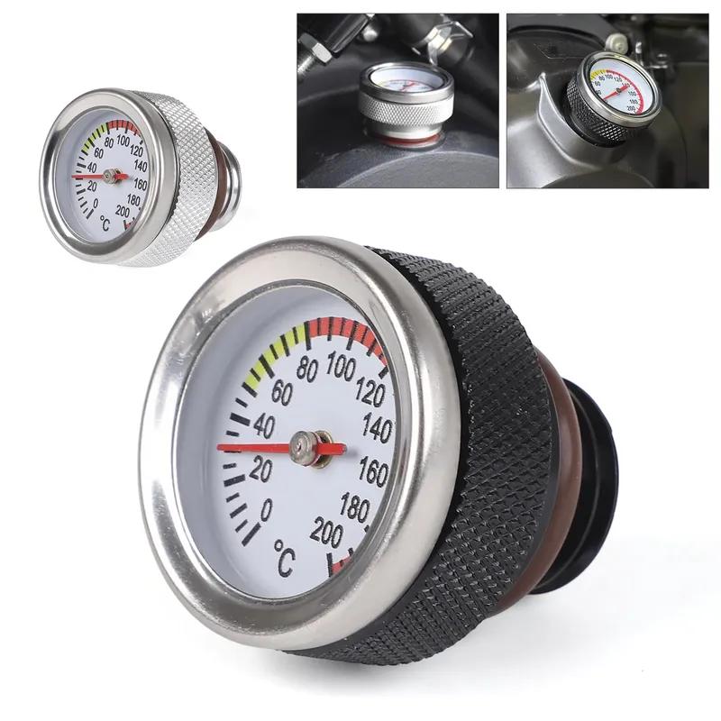 Auto Bike Thread Size M20x2.5 Motorcycle Fuel Tank Caps With 35MM Oil Temperature Gauge 0-200 Pointers Thermometer Cap Cover