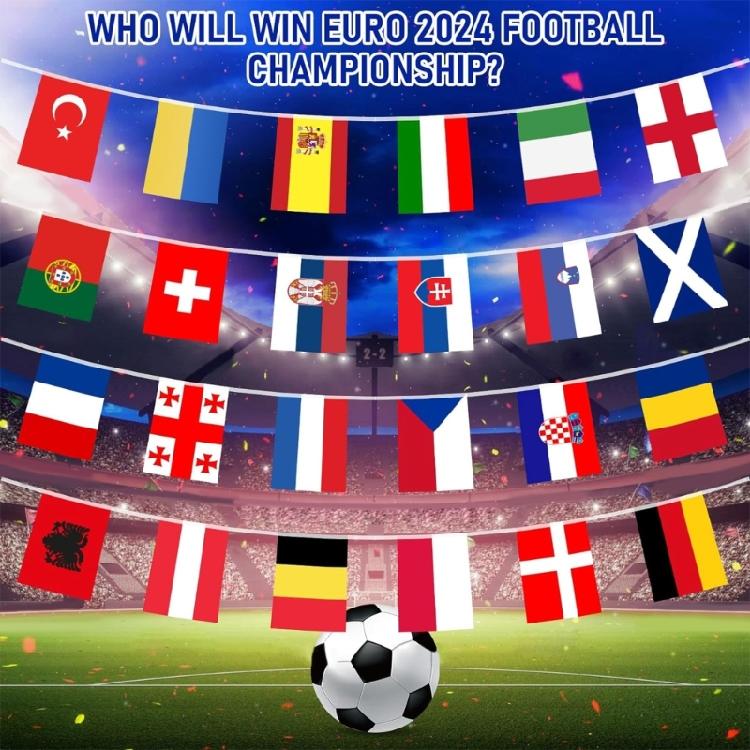 2024 European 24 Countries Flag Football Cup Flags Bunting National String Flags Football Event for Party Decoration