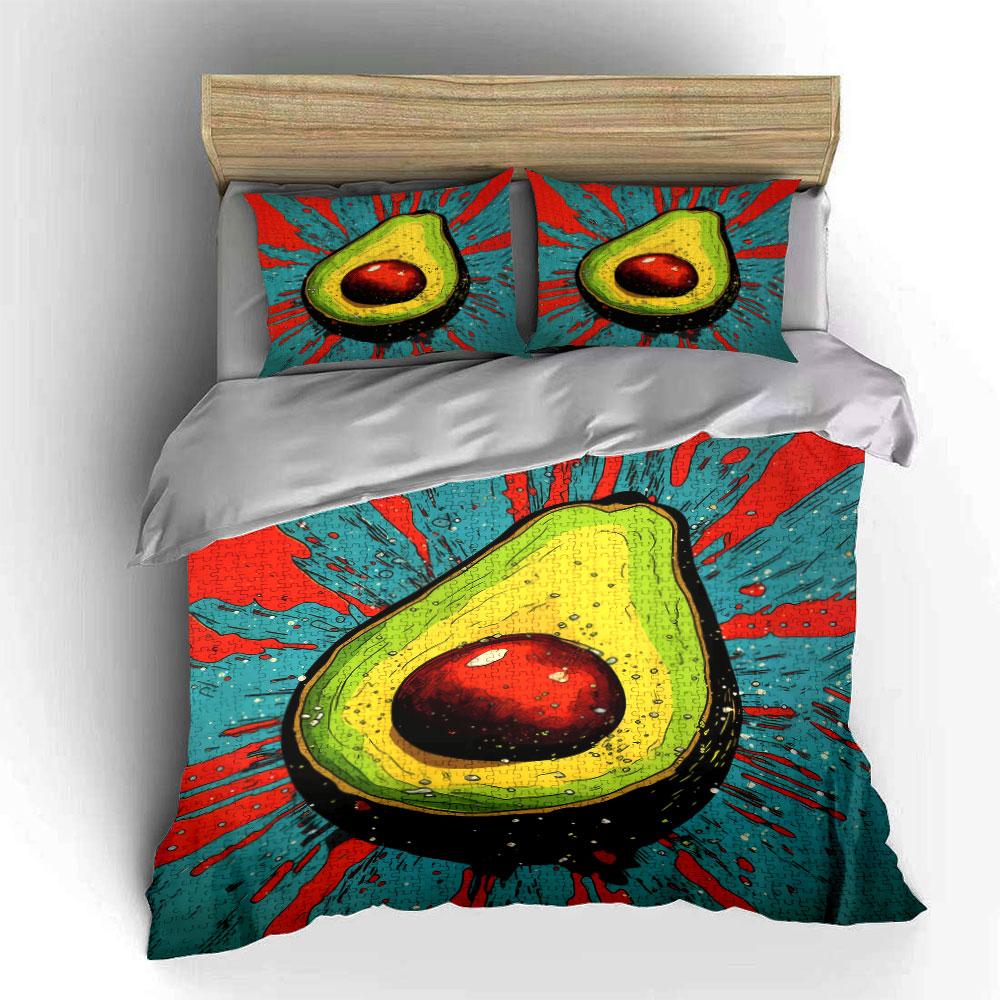 Colorful Avocado Art Set Soft Comfortable Duvet Cover Bedding Set Included 1*Duvet Cover & 2*Pillowcases, Gift