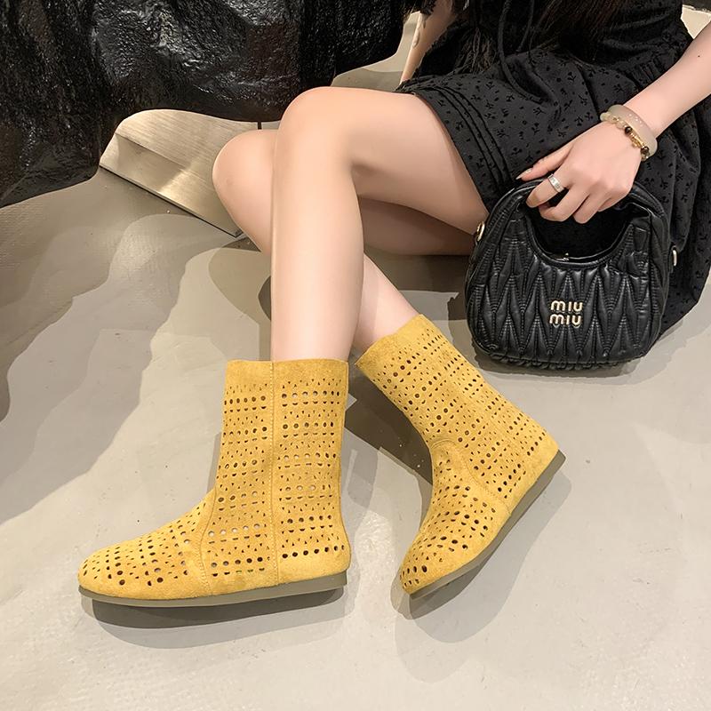 Fashion High quality breathable mesh summer women's flat ankle boots 2025 summer women's boots fashion lace boots 35-40