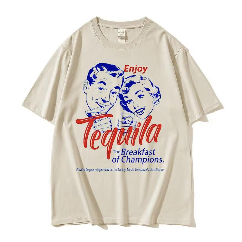 2025 Summe Enjoy Tequila The Breakfast of Champions Funny Meme T Shirts Men Women Casual 100 Pure Cotton Printed Tshirt Y2k