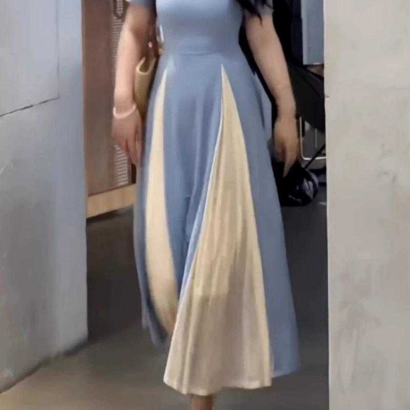 Large French Mesh Patchwork Chic Dress for Women In Summer, with A Fat and Waist Cinching Temperament, Small Black Dress