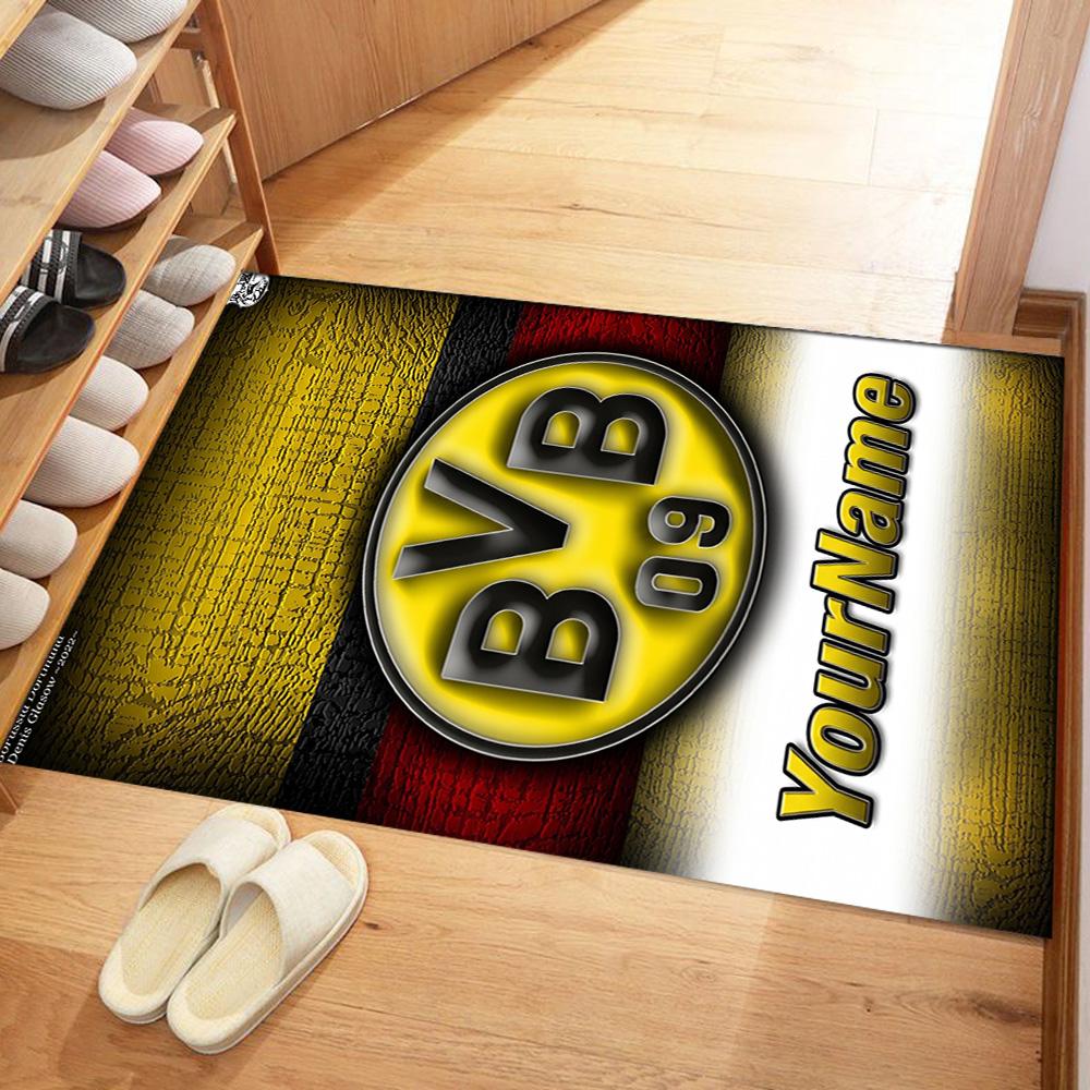 Borussia Dortmund Benutzerdefinierter Namens Teppich Design für Arbeitszimmer Spielzimmer Schlafsaal Spielzimmer Rutschfester Teppich Büro Heimdekoration