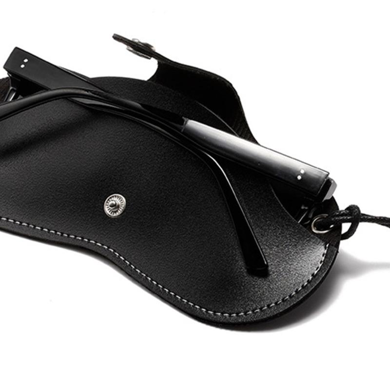 Portable Neck Hanging Glasses Case Soft Leather Outdoor Sunglasses Pouches for Daily Commutes and Travel