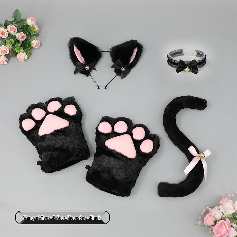 Cute Kitten Cosplay Set: Cat Ears Headband, Paw Gloves & Tail Accessory